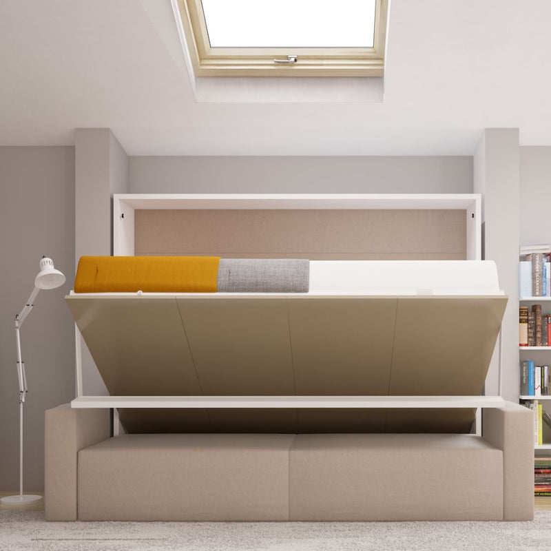 Horizontal Queen Wall Bed with Storage Sofa