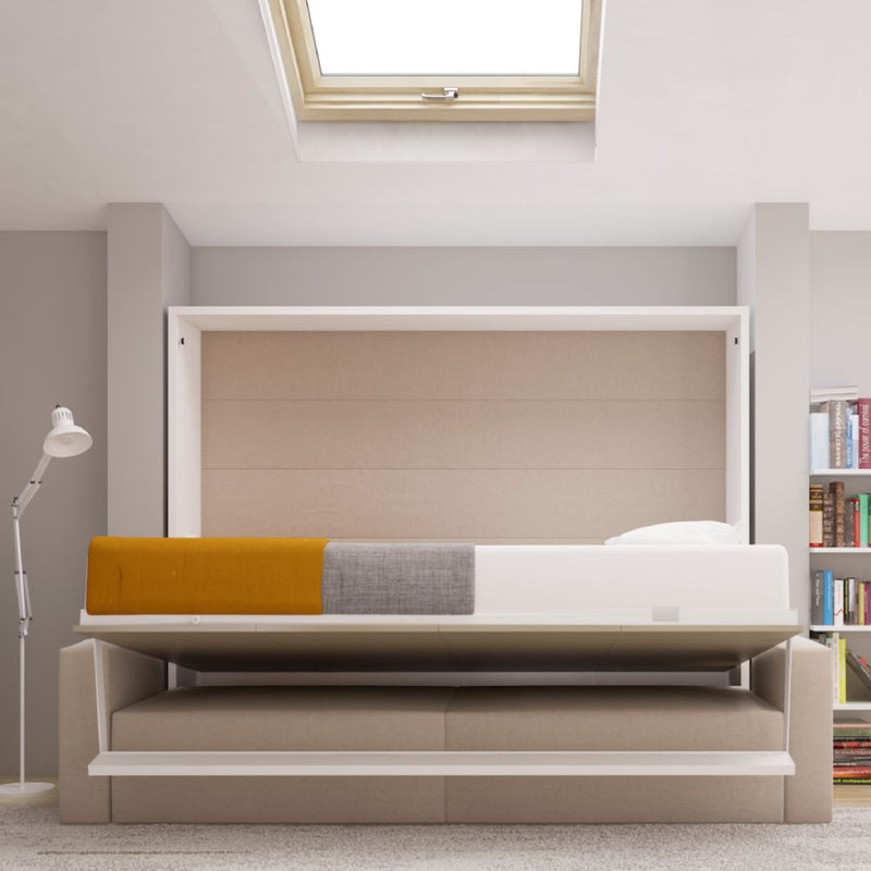 Horizontal Queen Wall Bed with Storage Sofa