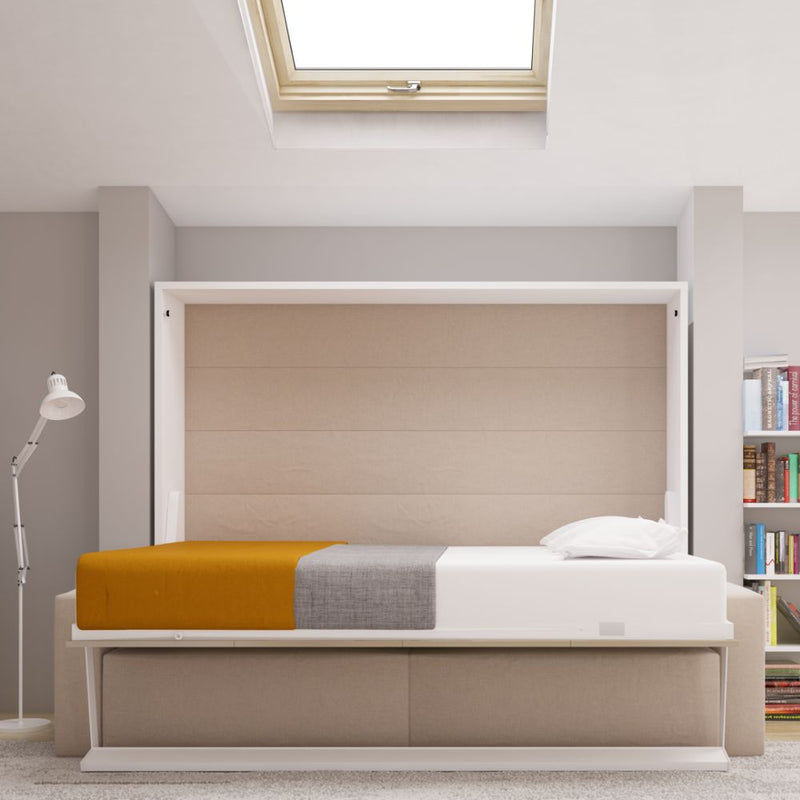 Horizontal Queen Wall Bed with Storage Sofa