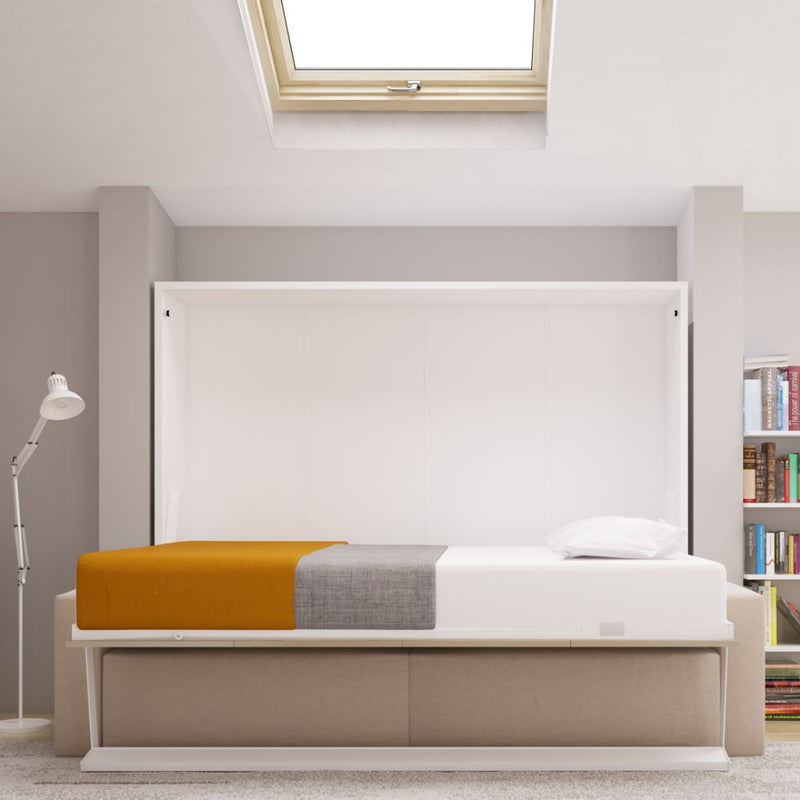 Horizontal Queen Wall Bed with Storage Sofa