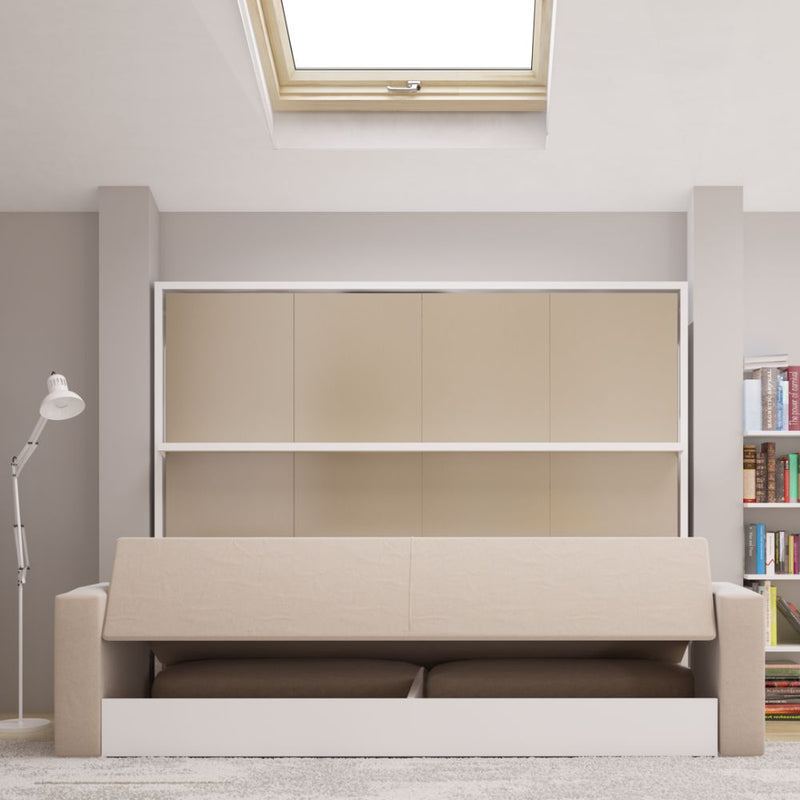 Horizontal Queen Wall Bed with Storage Sofa