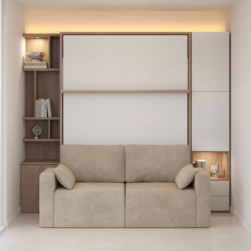 Vertical Queen Wall Bed with Lighting