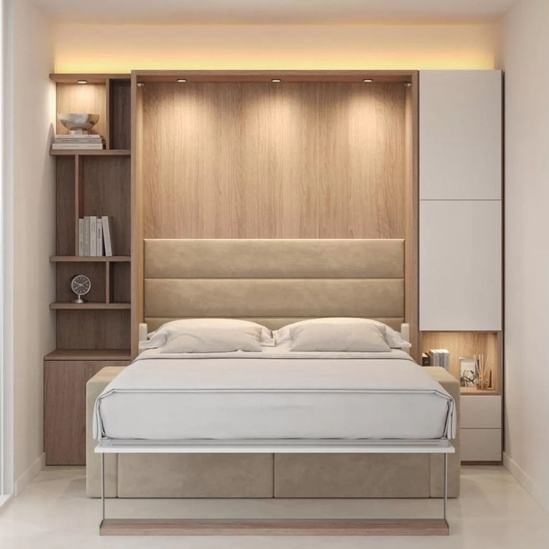 Vertical Queen Wall Bed with Lighting
