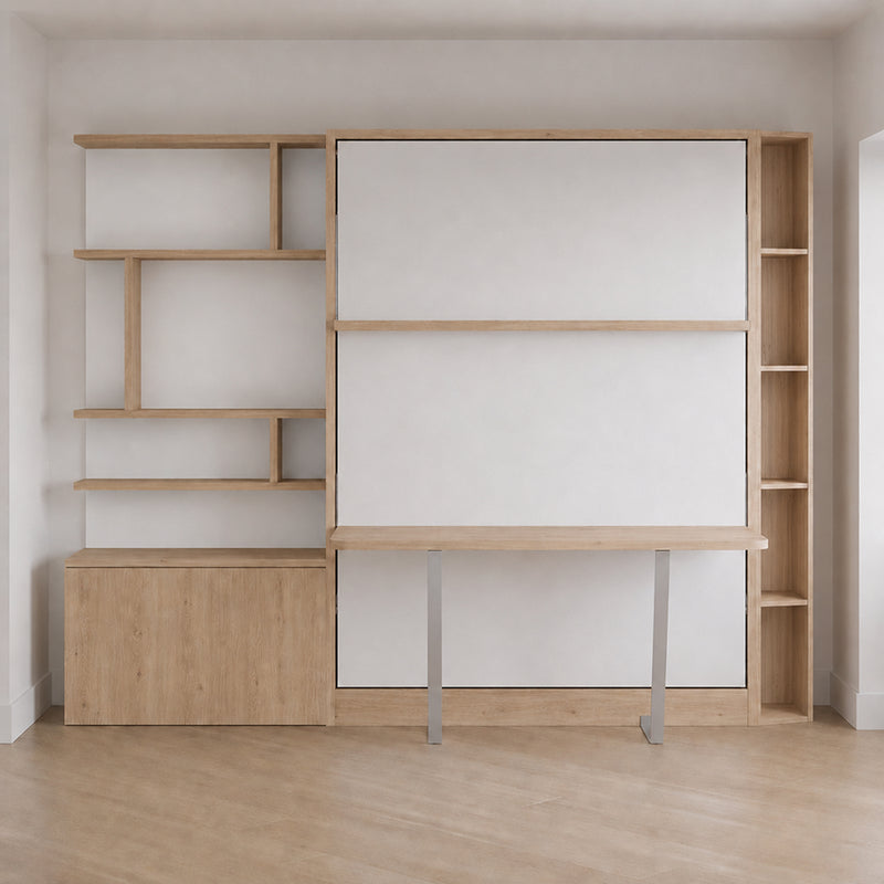 Queen Wall Bed with Desk and Shelving