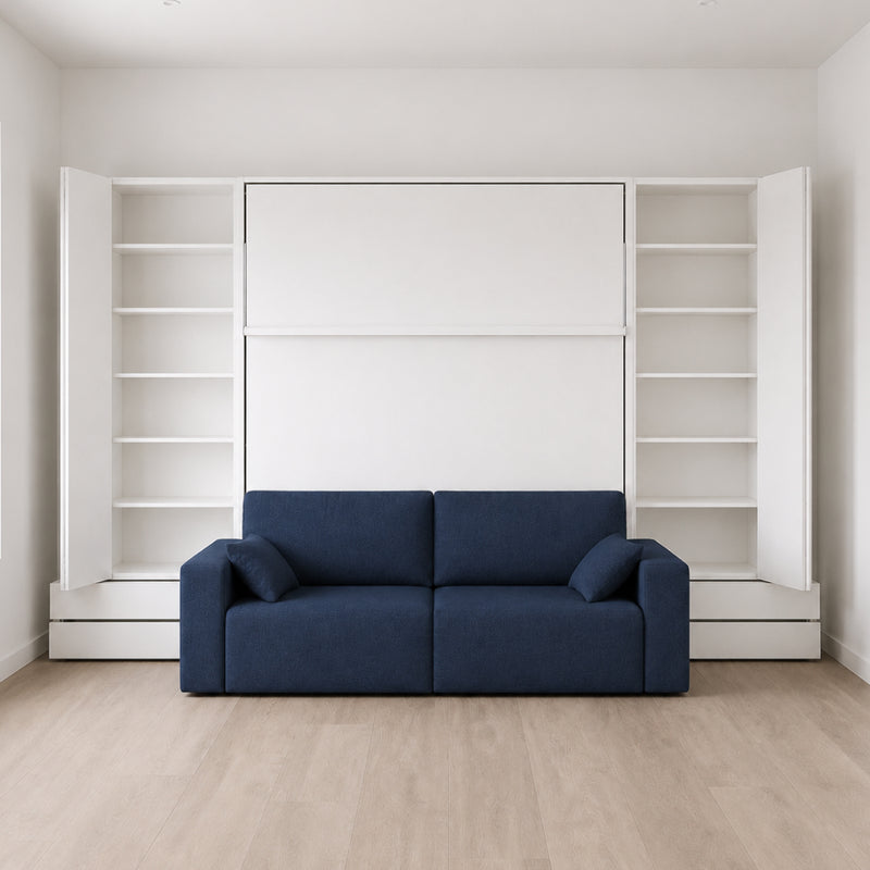 Queen Wall Bed with Sofa and Wardrobe Set