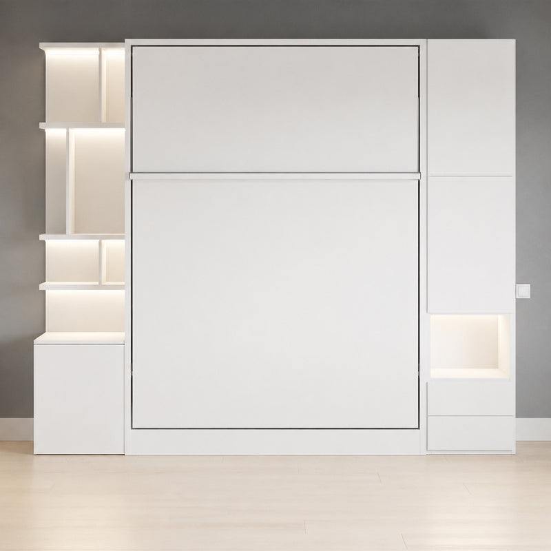 Queen Wall Bed with Side StorageRoyal Bella Queen Wall Bed Storage Set