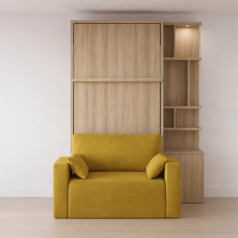 Single Wall Bed with Armchair and Shelving