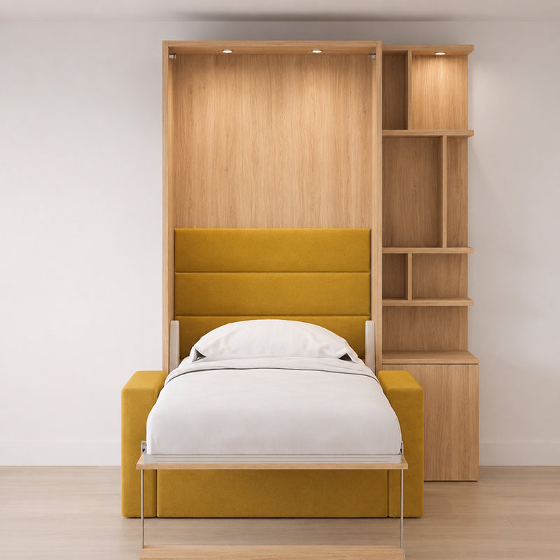 Single Wall Bed with Armchair and Shelving