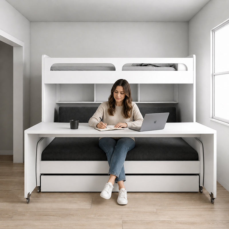 Bunk Bed with Sofa, Desk & Double Sleeping