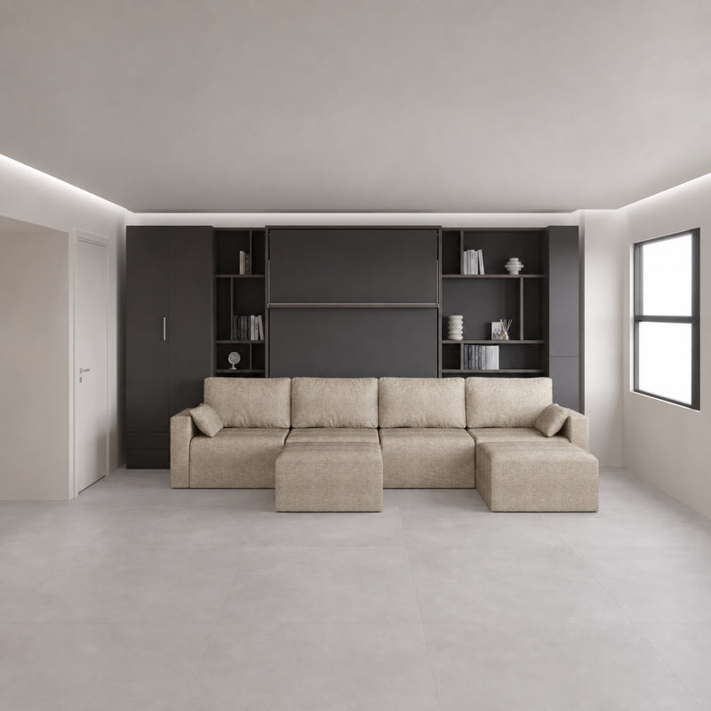 Royal Bella Queen Wall Bed with Sectional Sofa