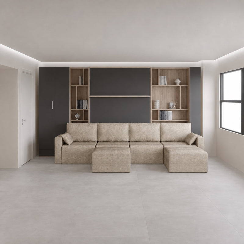 Royal Bella Queen Wall Bed with Sectional Sofa