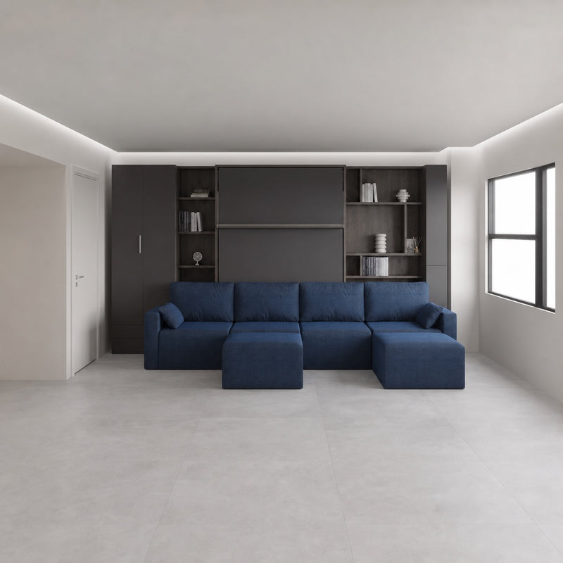 Royal Bella Queen Wall Bed with Sectional Sofa