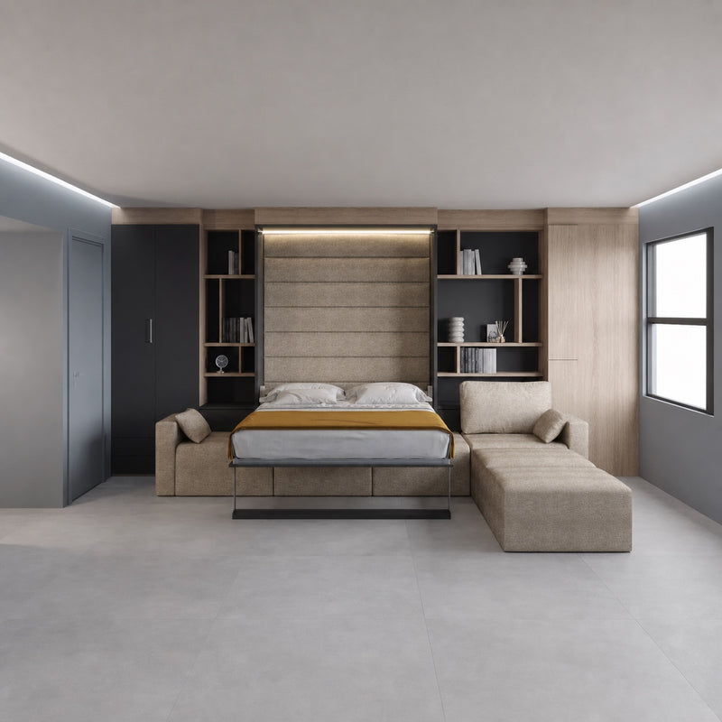 Royal Bella Queen Wall Bed with Sectional Sofa