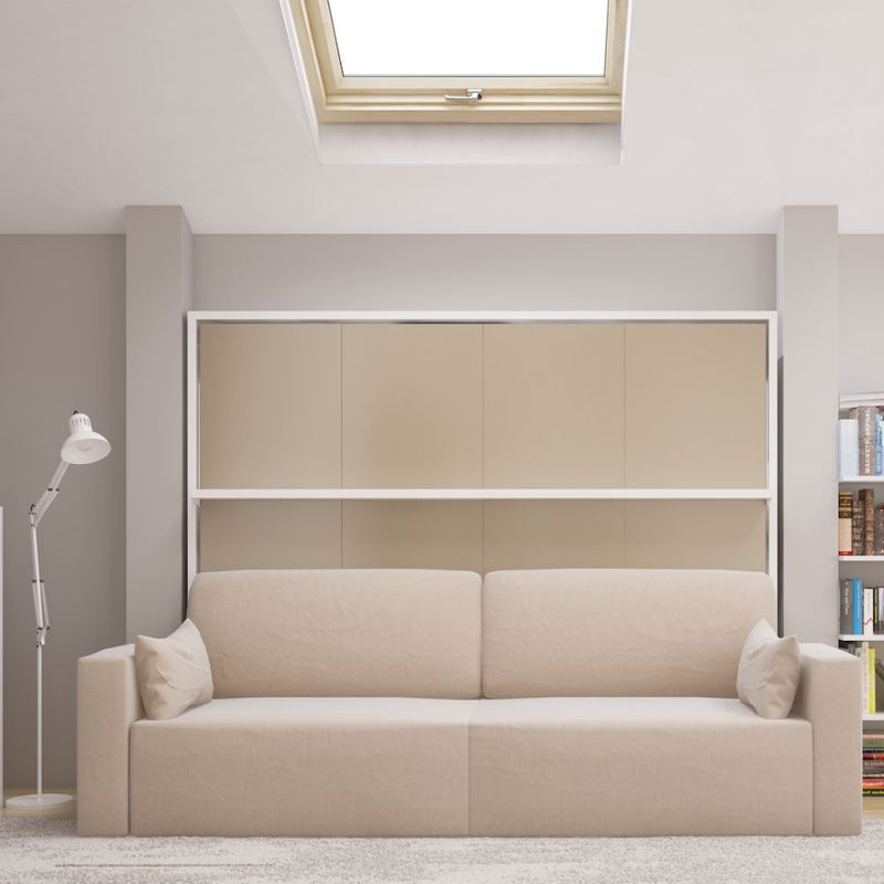 Horizontal Queen Wall Bed with Storage Sofa