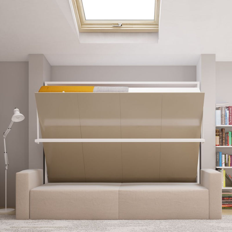 Horizontal Queen Wall Bed with Storage Sofa