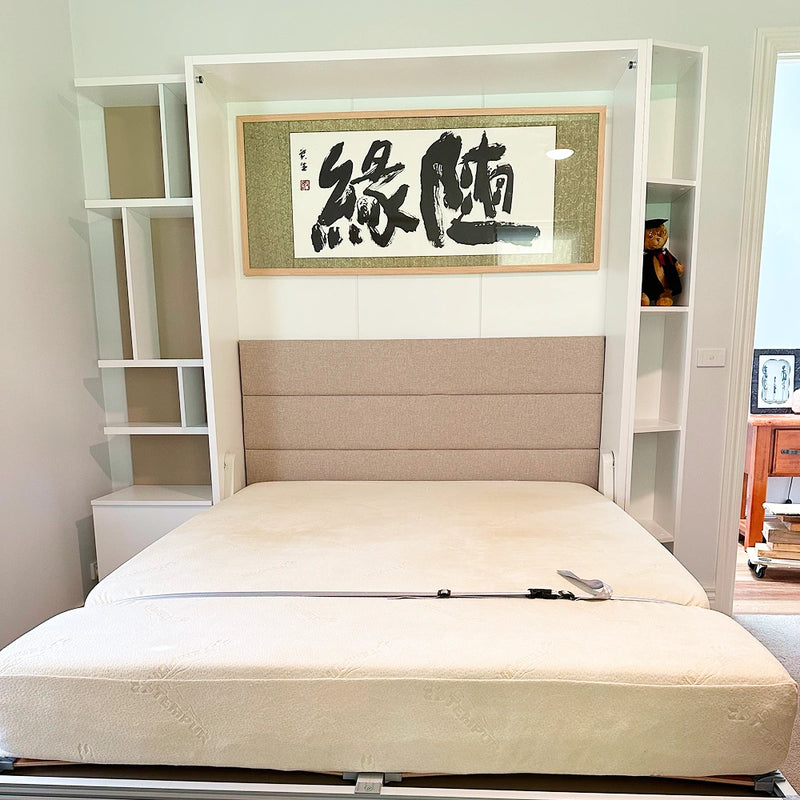 Royal Bella Queen Wall Bed - Gloss Beige Set
