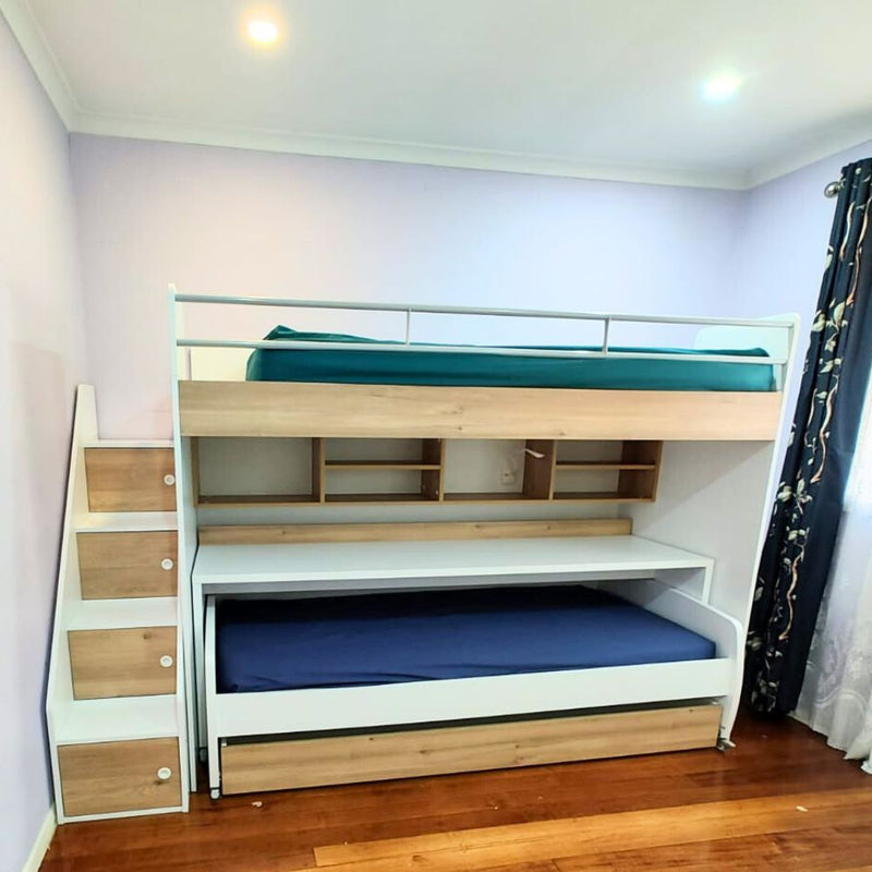 Bel Mondo Long Single Loft Bed with Desk Set