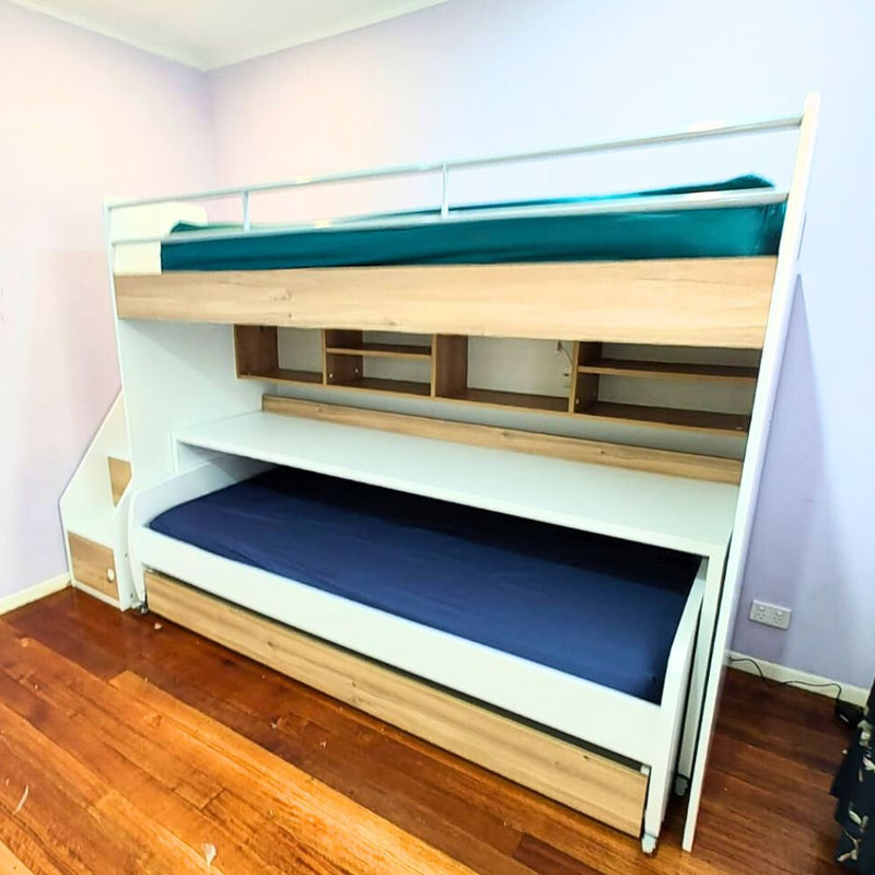 Bel Mondo Long Single Loft Bed with Desk Set