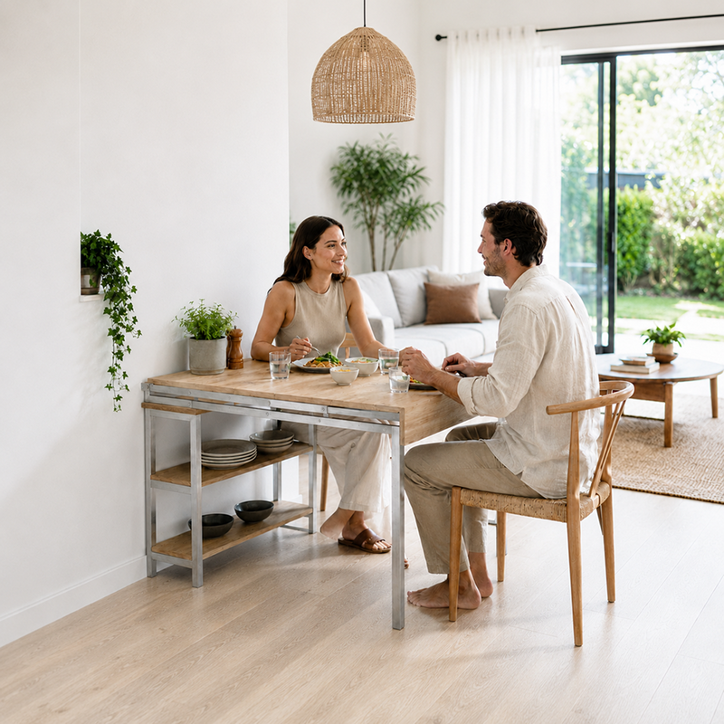 Shelving Unit and Dining Table in One