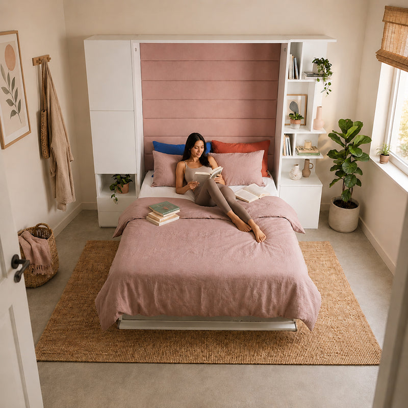 Queen Wall Bed with Storage for Tiny Homes