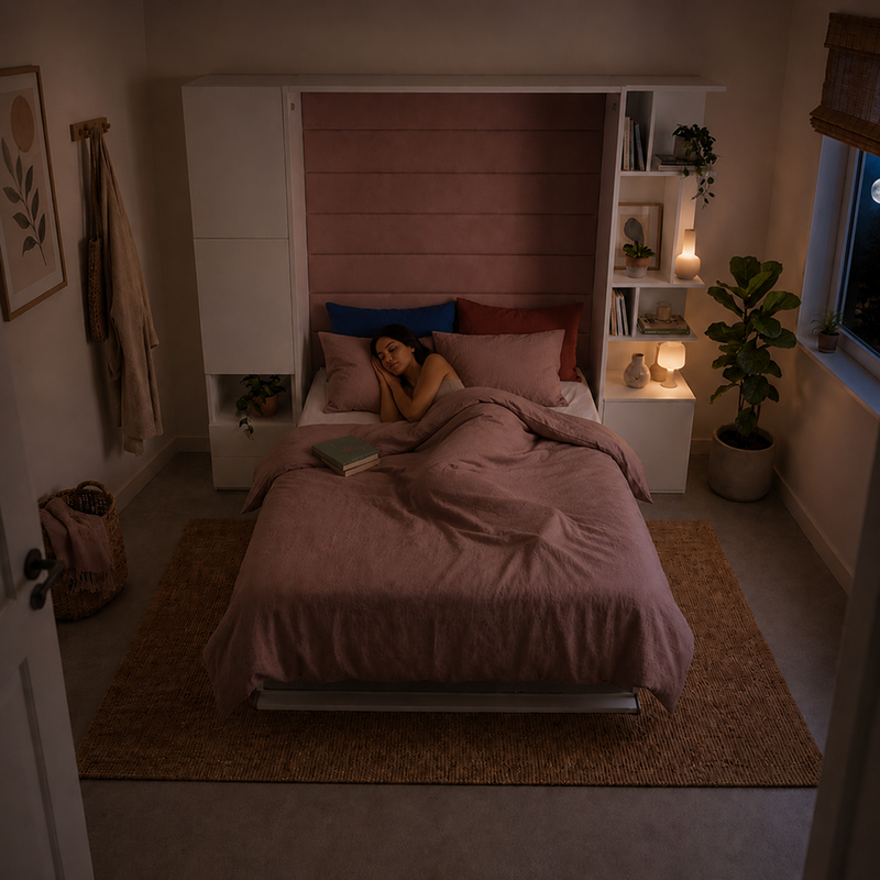 Queen Wall Bed with Storage for Tiny Homes