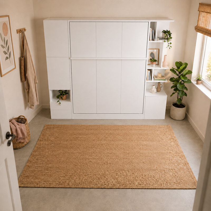 Queen Wall Bed with Storage for Tiny Homes