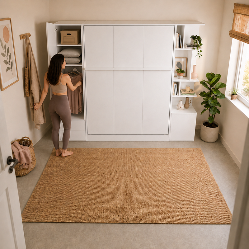 Queen Wall Bed with Storage for Tiny Homes